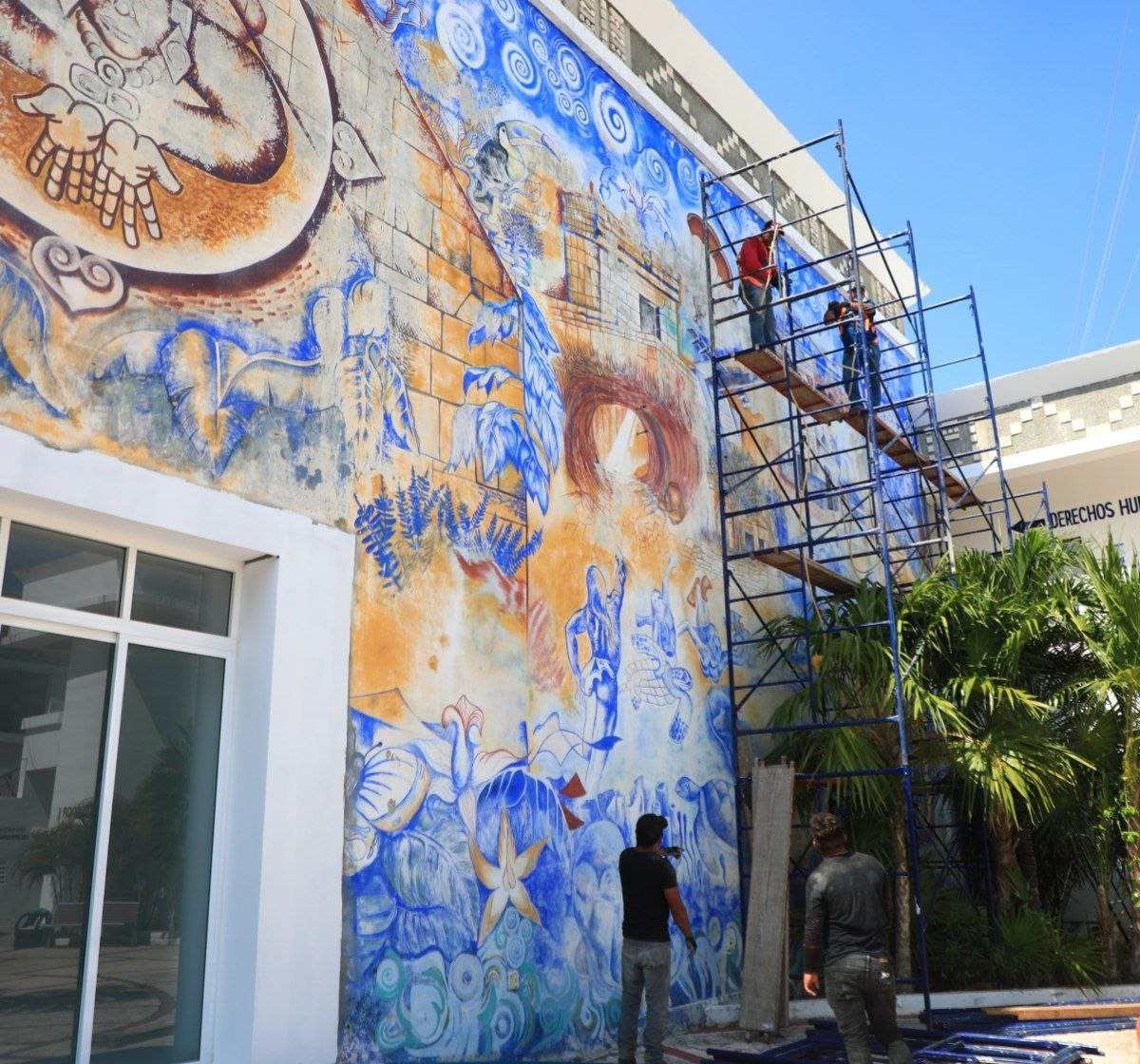 Rescatan patrimonio cultural de Solidaridad con el Mural del palacio