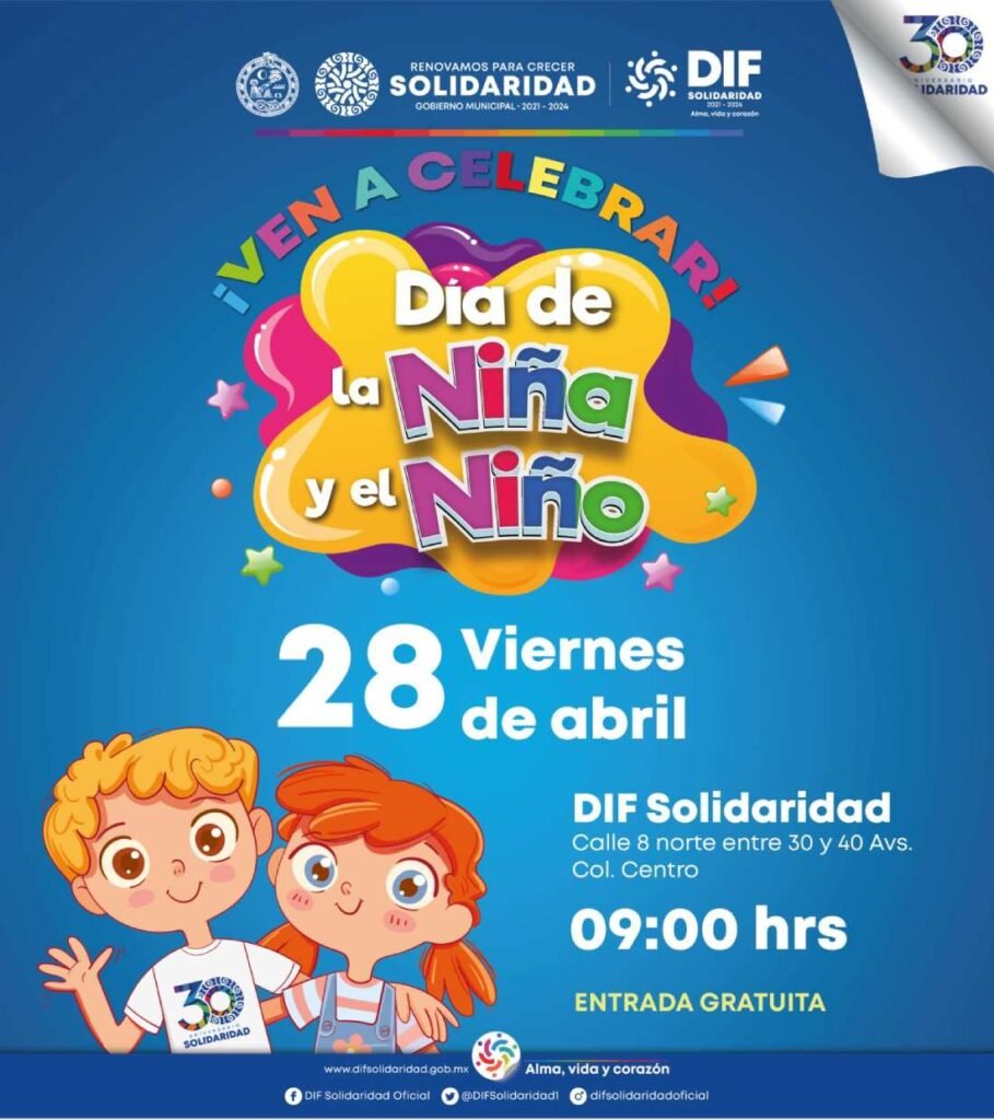 Invita DIF Solidaridad a festejo del Día de la Niña y el Niño